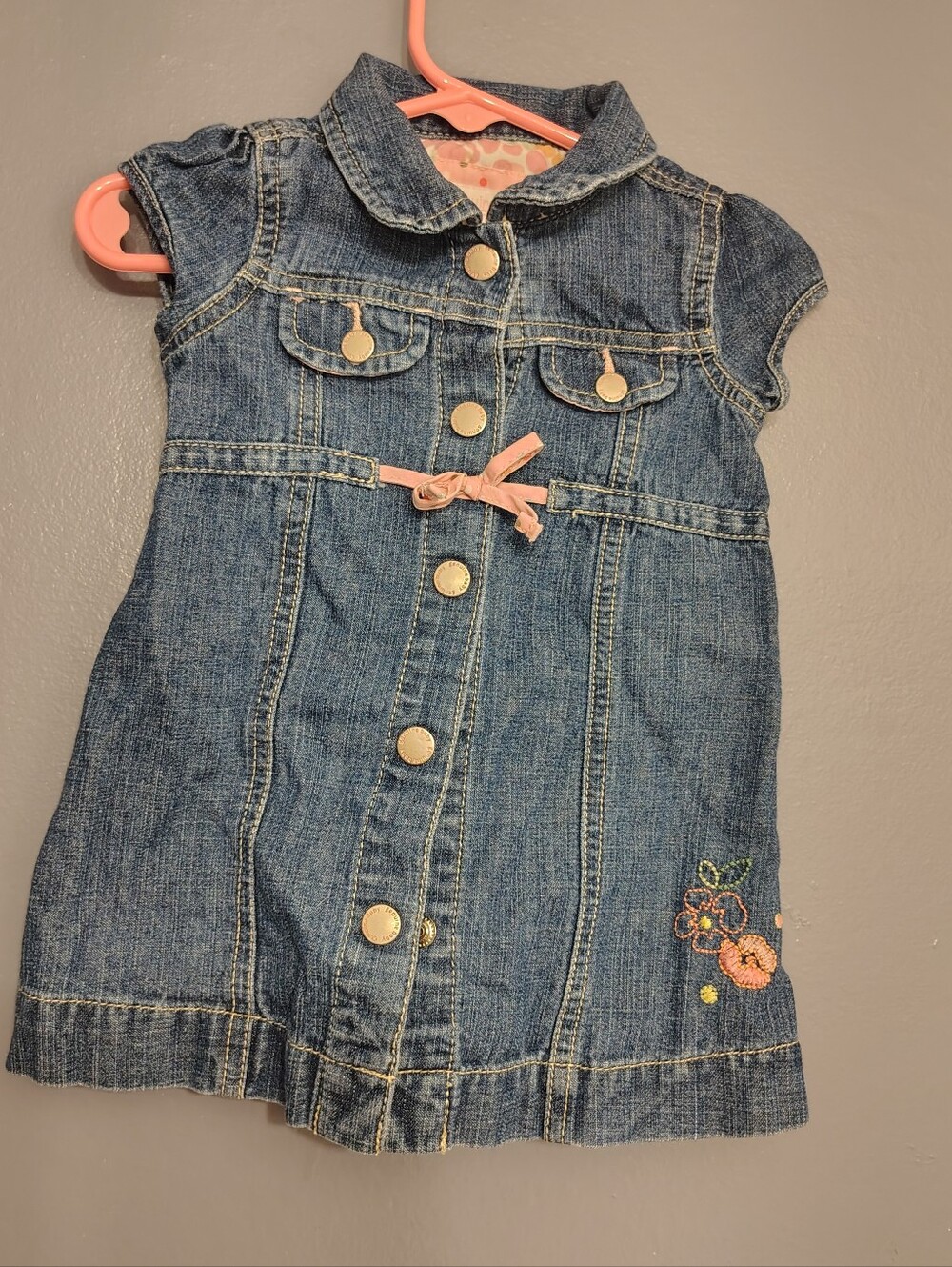 Genuine Baby by Oshkosh 9m Denim Dress Embroidered